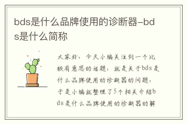 bds是什么品牌使用的诊断器-bds是什么简称