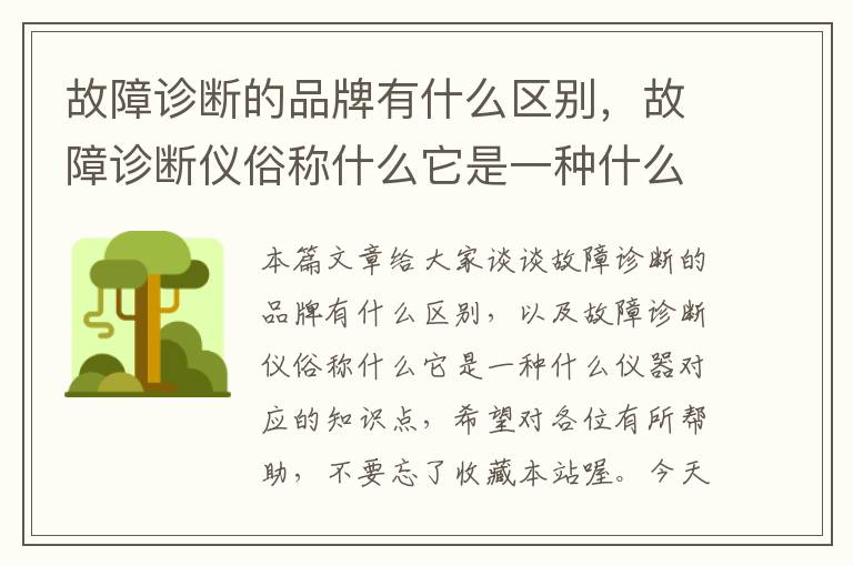 故障诊断的品牌有什么区别，故障诊断仪俗称什么它是一种什么仪器