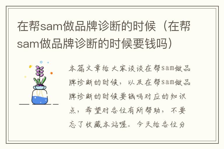 在帮sam做品牌诊断的时候（在帮sam做品牌诊断的时候要钱吗）